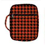 Orange And Black Houndstooth Print Front Pocket Bible Bag