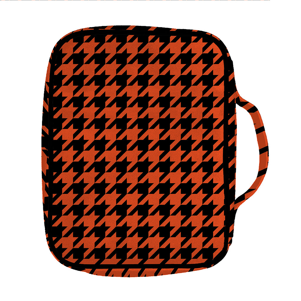 Orange And Black Houndstooth Print Front Pocket Bible Bag