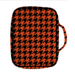 Orange And Black Houndstooth Print Front Pocket Bible Bag