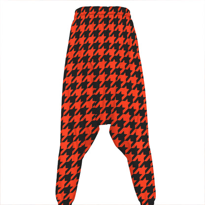 Orange And Black Houndstooth Print Hammer Pants