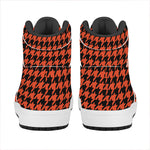 Orange And Black Houndstooth Print High Top Leather Sneakers