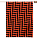 Orange And Black Houndstooth Print House Flag