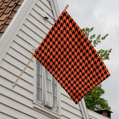 Orange And Black Houndstooth Print House Flag