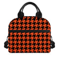 Orange And Black Houndstooth Print Insulated Lunch Bag