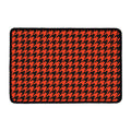 Orange And Black Houndstooth Print Kitchen Mat