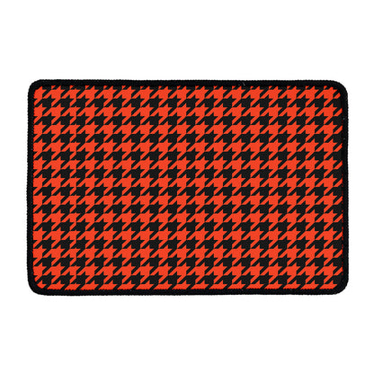 Orange And Black Houndstooth Print Kitchen Mat