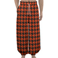 Orange And Black Houndstooth Print Lantern Pants