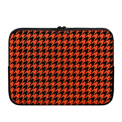 Orange And Black Houndstooth Print Laptop Sleeve