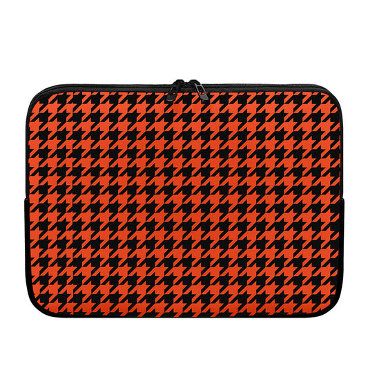 Orange And Black Houndstooth Print Laptop Sleeve