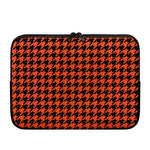 Orange And Black Houndstooth Print Laptop Sleeve