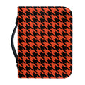Orange And Black Houndstooth Print Leather Bible Cover