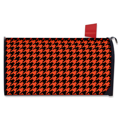 Orange And Black Houndstooth Print Mailbox Cover
