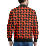 Orange And Black Houndstooth Print Men's Bomber Jacket