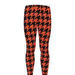 Orange And Black Houndstooth Print Men's leggings