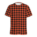 Orange And Black Houndstooth Print Men's Athletic T-Shirt