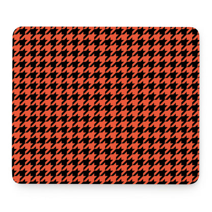 Orange And Black Houndstooth Print Mouse Pad