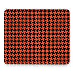 Orange And Black Houndstooth Print Mouse Pad
