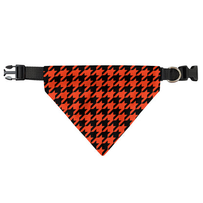 Orange And Black Houndstooth Print Over The Collar Dog Bandana