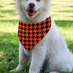 Orange And Black Houndstooth Print Over The Collar Dog Bandana