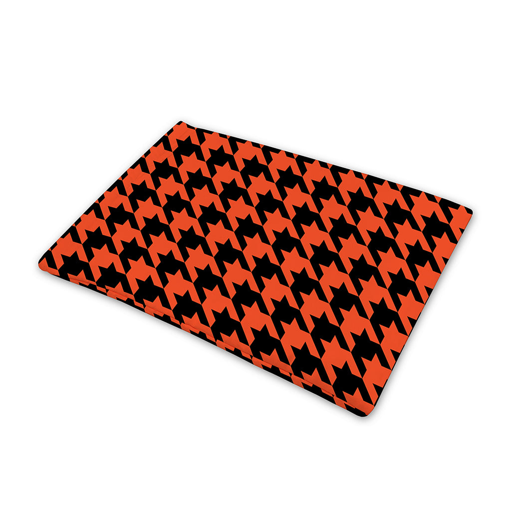 Orange And Black Houndstooth Print Pet Cooling Mat Cover