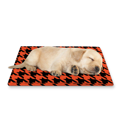 Orange And Black Houndstooth Print Pet Cooling Mat Cover
