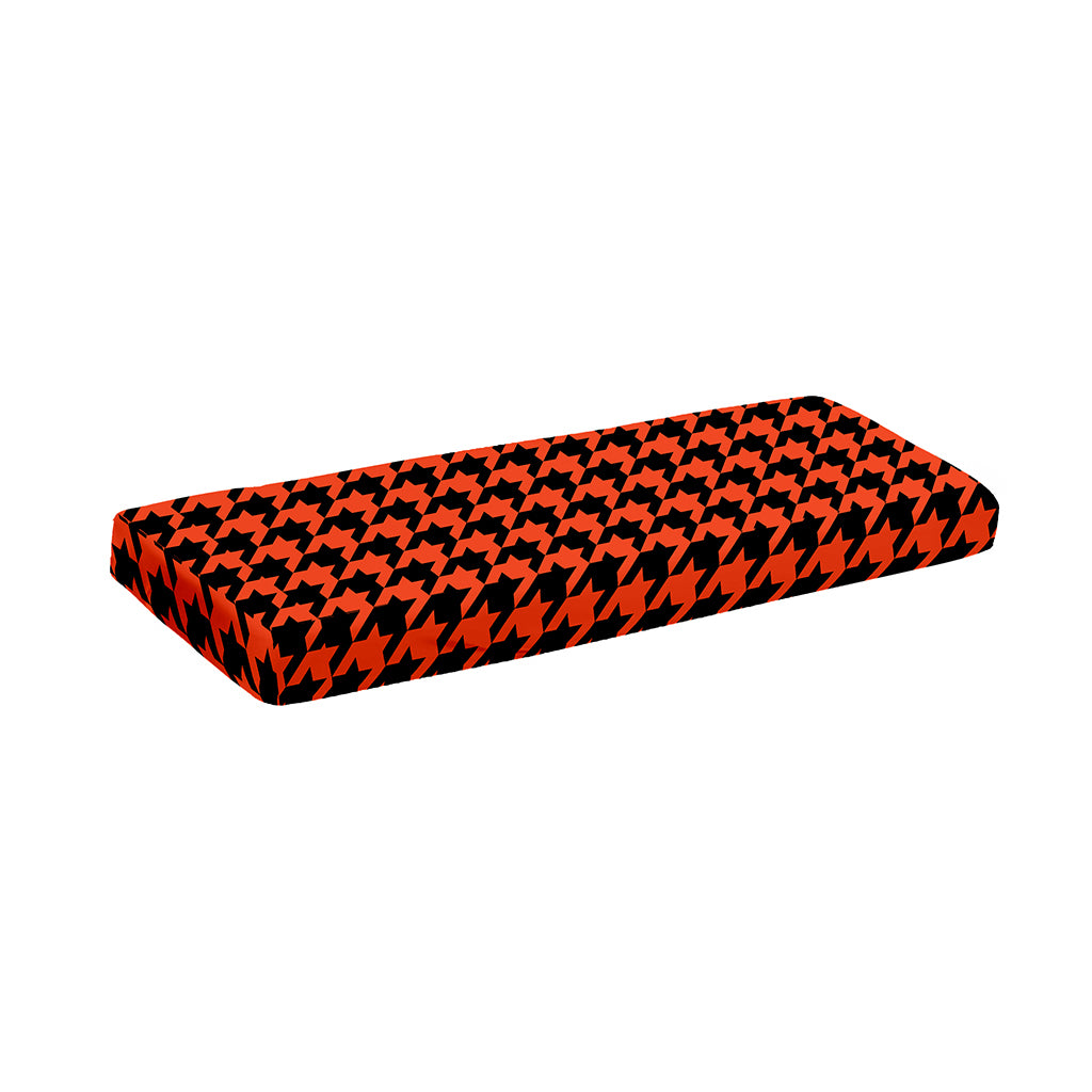 Orange And Black Houndstooth Print Piano Keyboard Cover