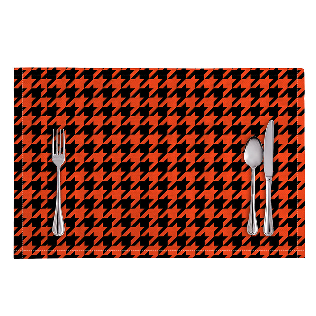 Orange And Black Houndstooth Print Placemat