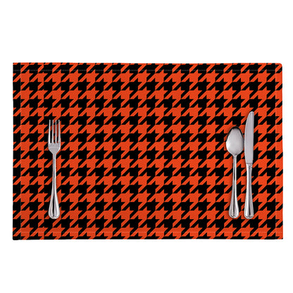 Orange And Black Houndstooth Print Placemat