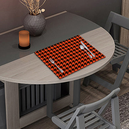 Orange And Black Houndstooth Print Placemat