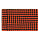 Orange And Black Houndstooth Print Polyester Doormat