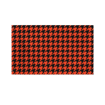 Orange And Black Houndstooth Print Polyester Flag