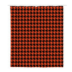 Orange And Black Houndstooth Print Polyester Shower Curtain