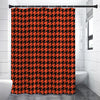 Orange And Black Houndstooth Print Premium Shower Curtain