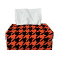 Orange And Black Houndstooth Print Rectangle Tissue Box Cover