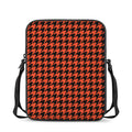 Orange And Black Houndstooth Print Rectangular Crossbody Bag