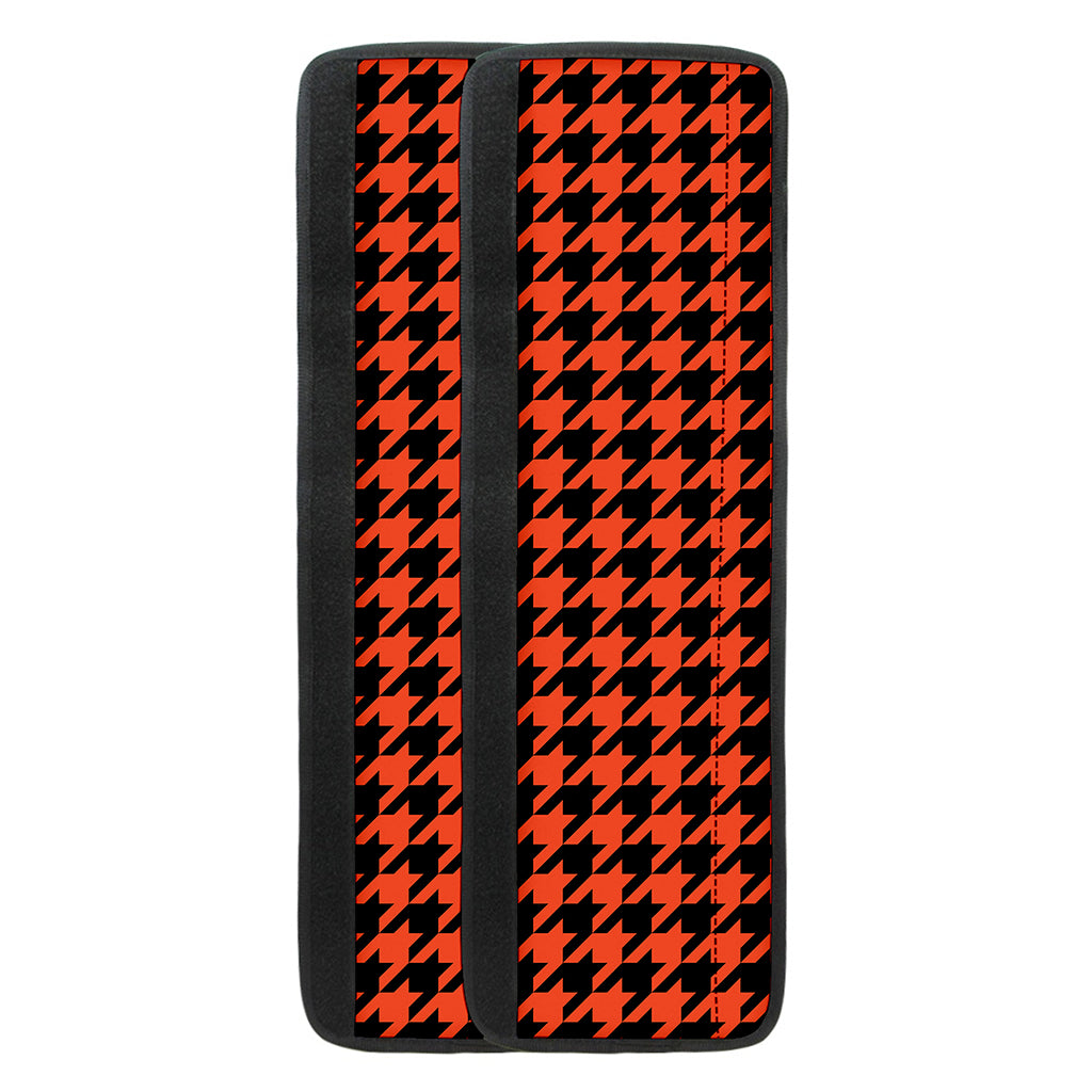 Orange And Black Houndstooth Print Refrigerator Handle Covers