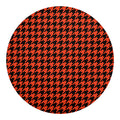 Orange And Black Houndstooth Print Round Blanket