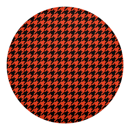 Orange And Black Houndstooth Print Round Blanket