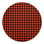 Orange And Black Houndstooth Print Round Blanket