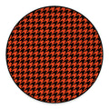 Orange And Black Houndstooth Print Round Floor Mat