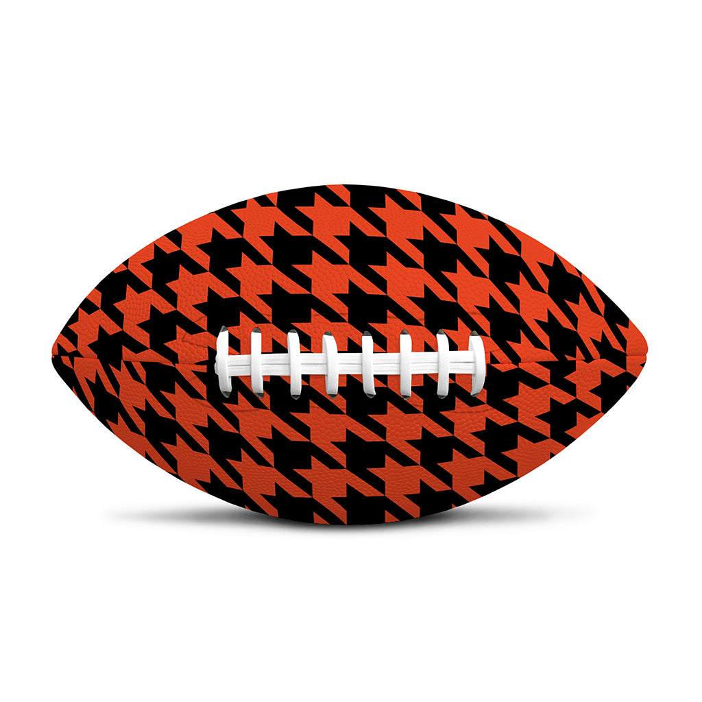 Orange And Black Houndstooth Print Rugby Ball