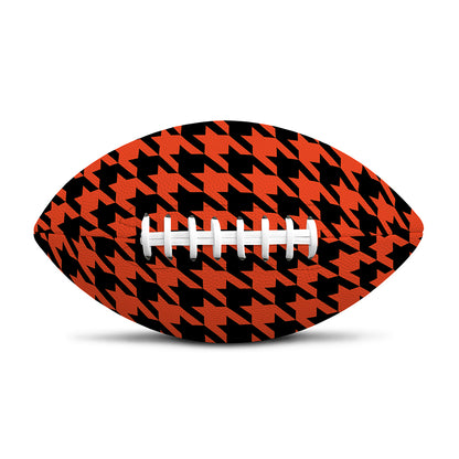 Orange And Black Houndstooth Print Rugby Ball