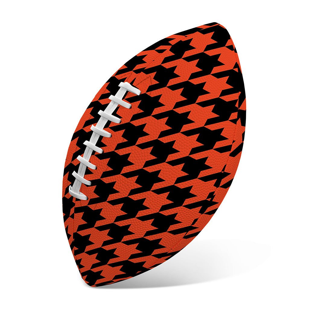 Orange And Black Houndstooth Print Rugby Ball