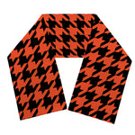 Orange And Black Houndstooth Print Scarf