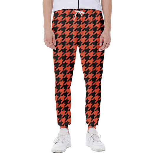 Orange And Black Houndstooth Print Scuba Joggers