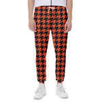 Orange And Black Houndstooth Print Scuba Joggers