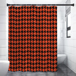 Orange And Black Houndstooth Print Shower Curtain