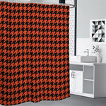 Orange And Black Houndstooth Print Shower Curtain