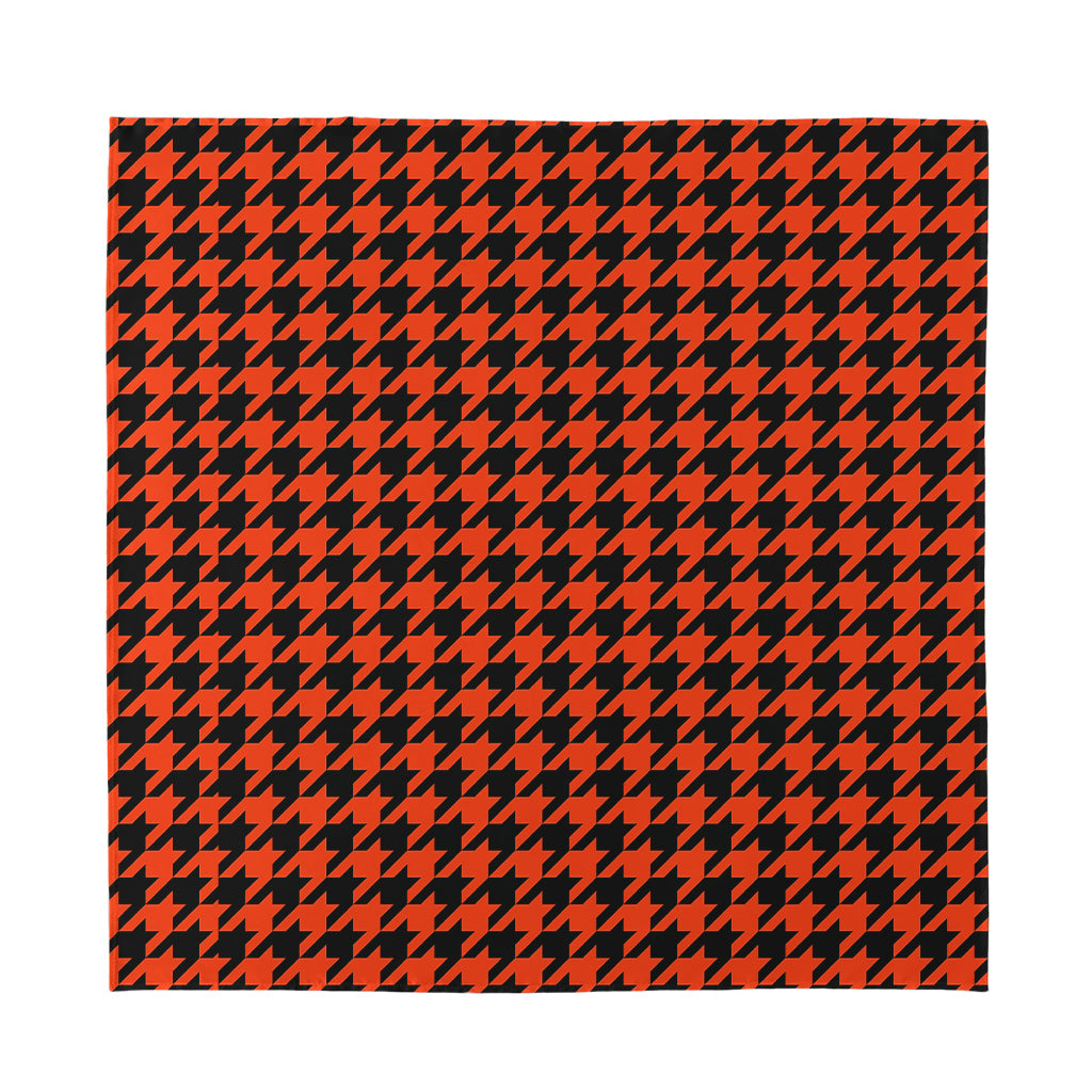 Orange And Black Houndstooth Print Silk Bandana
