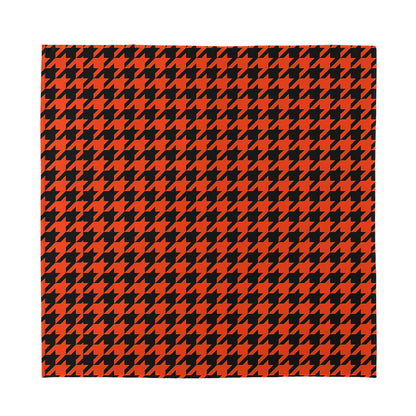 Orange And Black Houndstooth Print Silk Bandana
